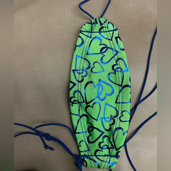 NWOT Sexy Skimpy Handmade Green Royal Blue Teardrop Slingshot Stripper Monokini - Picture 2 of 7